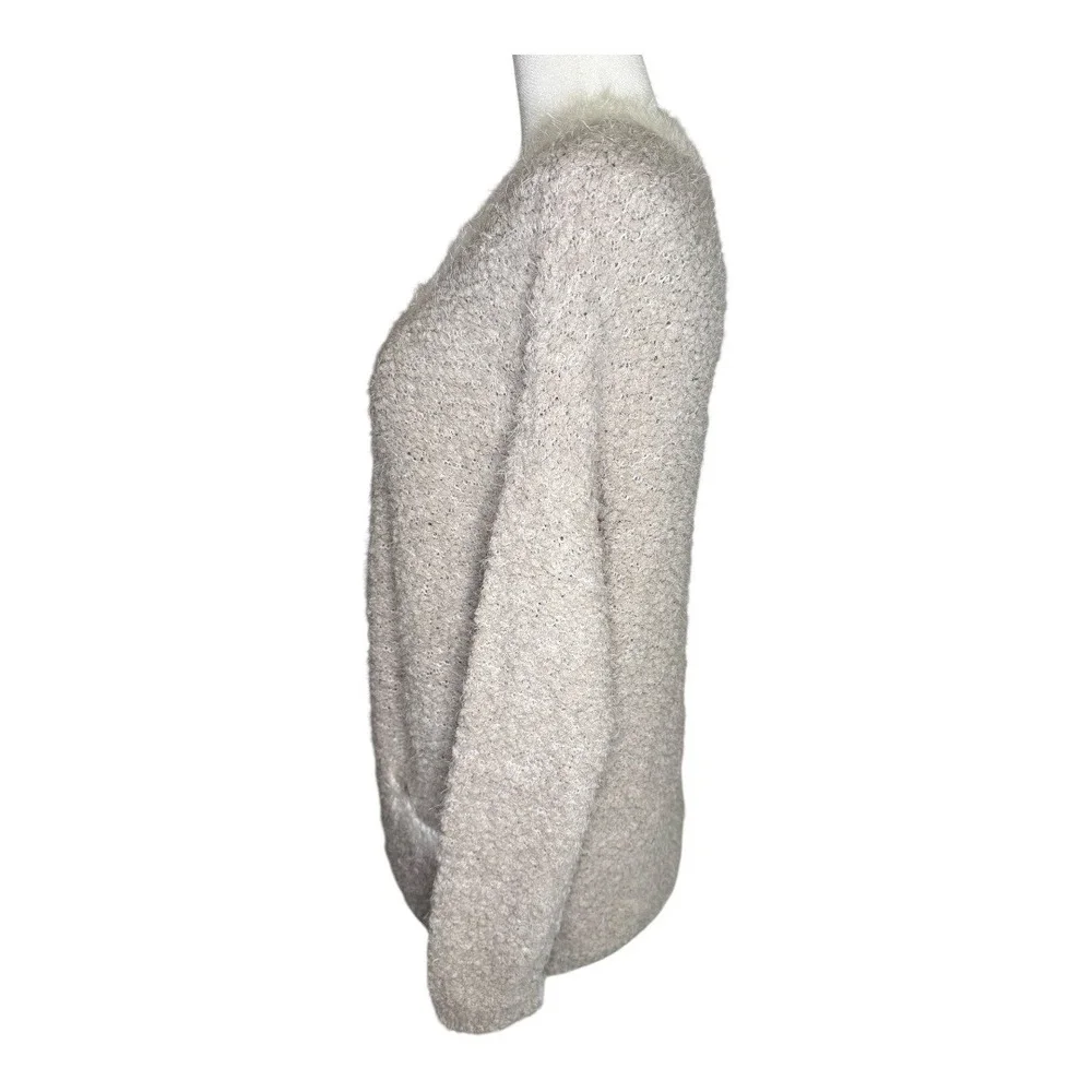 Philosophy Taupe Ivory Fuzzy Cozy Cardigan Open Front Sweater XL NWT‎